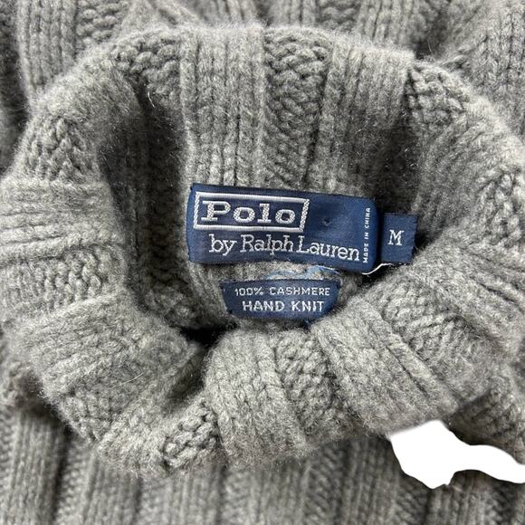 100% CASHMERE - HAND KNIT - Polo by Ralph Lauren - Men's Sweater Gray - Size: M - Picture 5 of 12